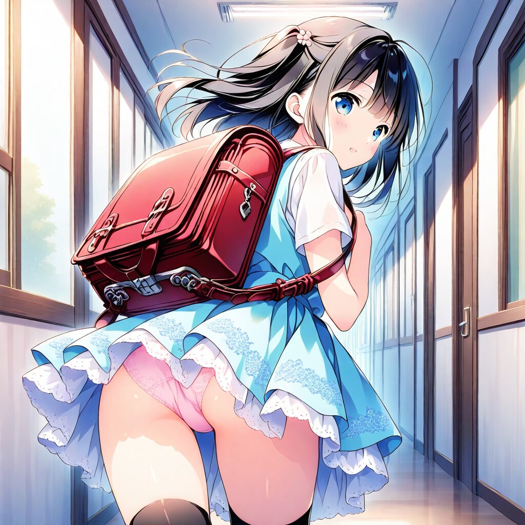 廊下でパンチラ