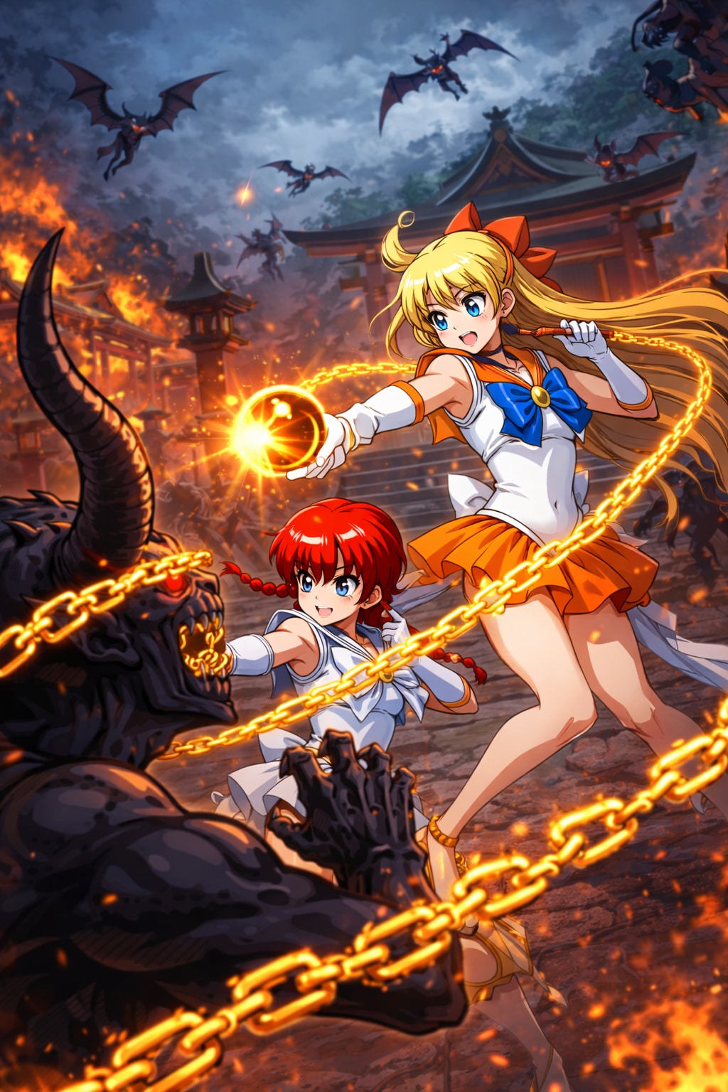 美少女戦士セーラーヴィーナス＆セーラーヴィーらん第5話(先に) | の人気AIイラスト・グラビア