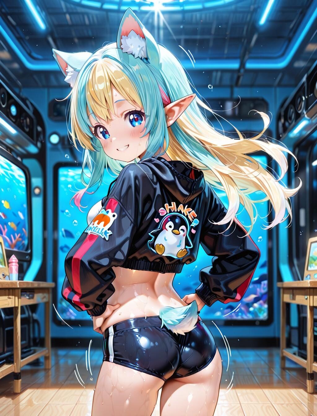 8枚）腰振りペンギン娘