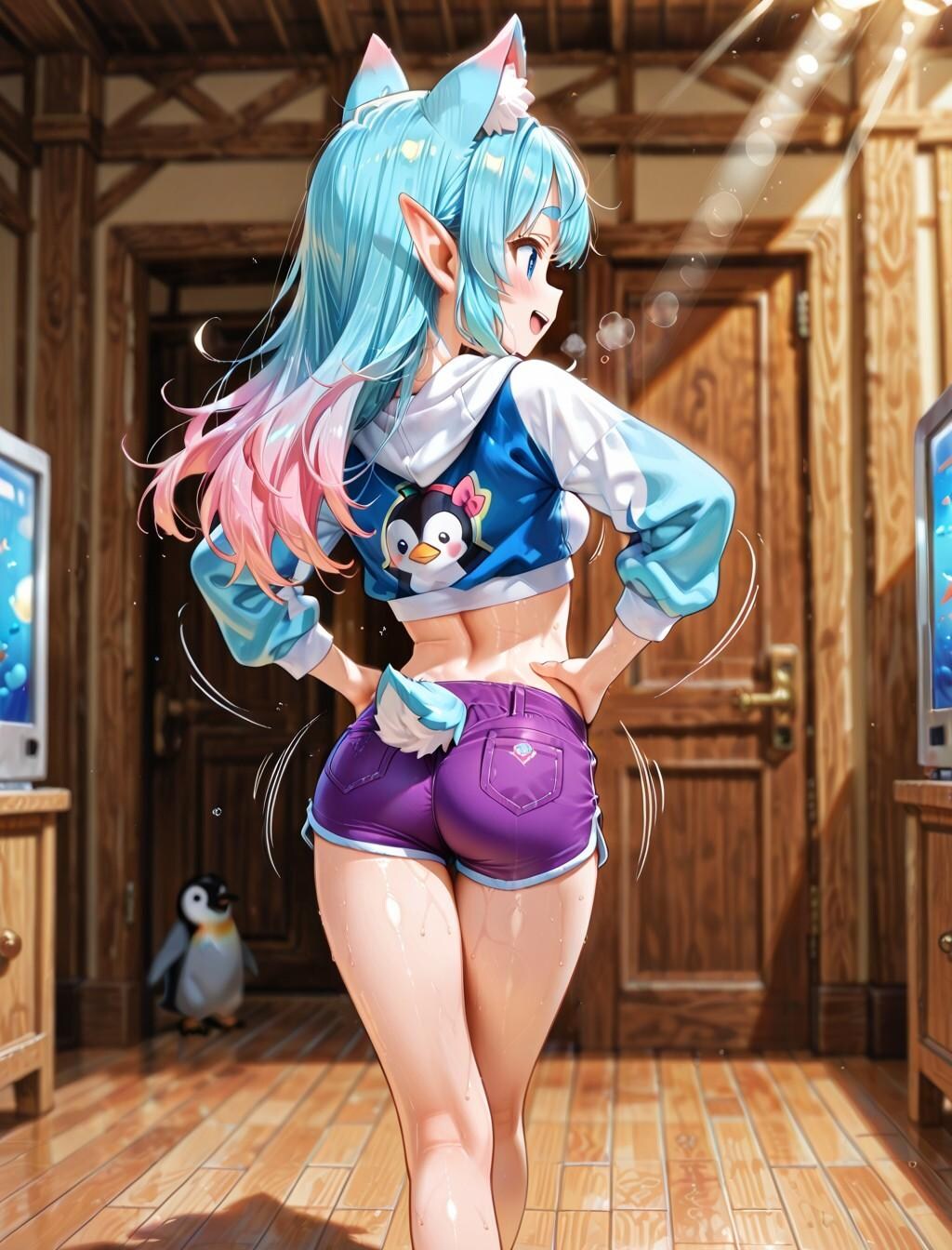 8枚）腰振りペンギン娘