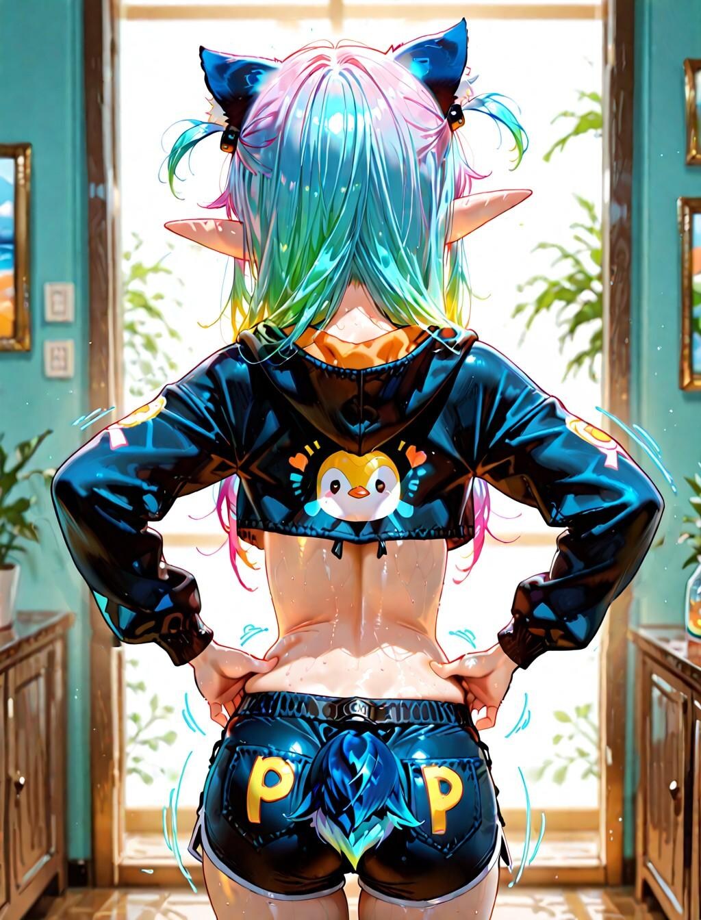 8枚）腰振りペンギン娘