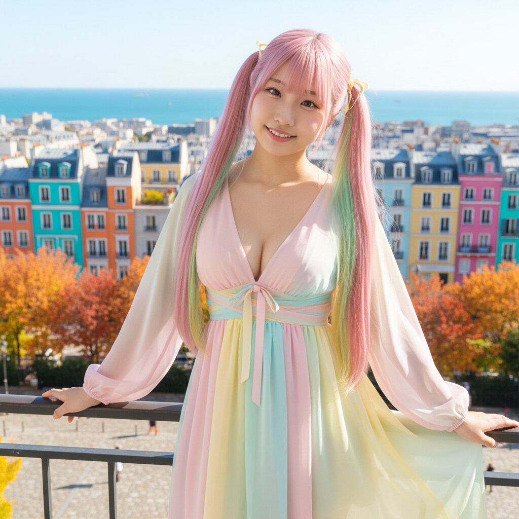 ももツイさん。パステルの街 秋