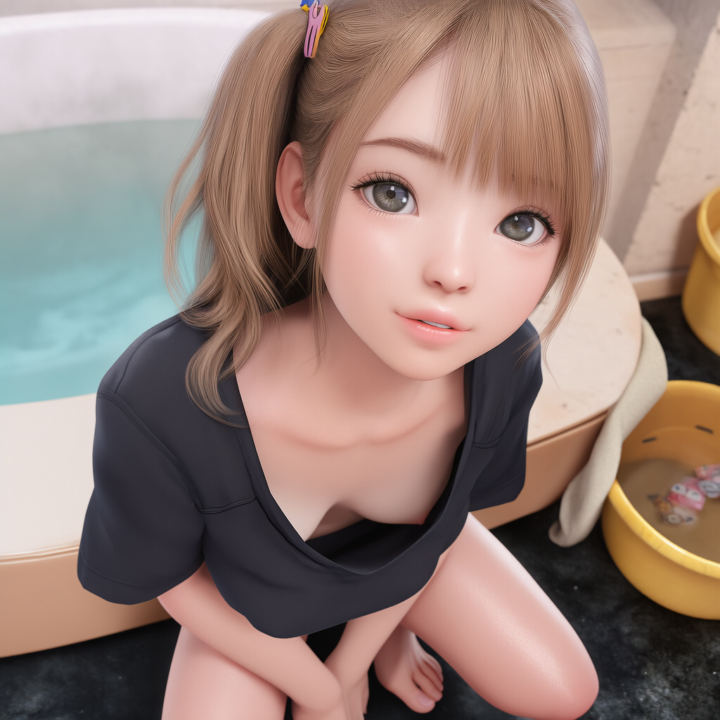 浴場秘部を見せる娘