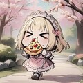 🌸お花見専用メイド服で気合いを入れるも、花よりおピッツァしちゃう系メイドちゃん🍕 3枚目