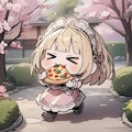 🌸お花見専用メイド服で気合いを入れるも、花よりおピッツァしちゃう系メイドちゃん🍕 2枚目