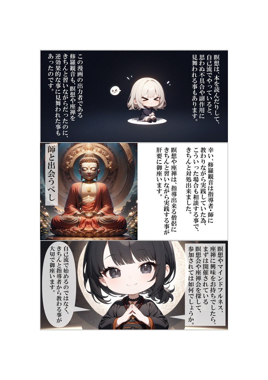 蓮浄さんの仏教漫画:瞑想編2ページ
