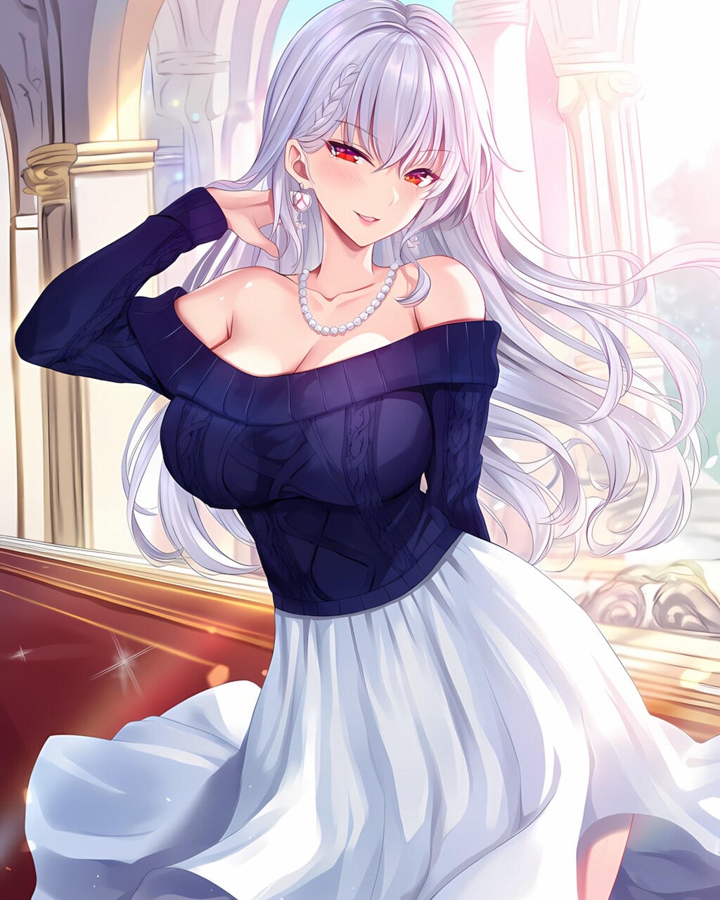 ☀️午後の日差しと…ネイビーニットの知的な誘惑🌹