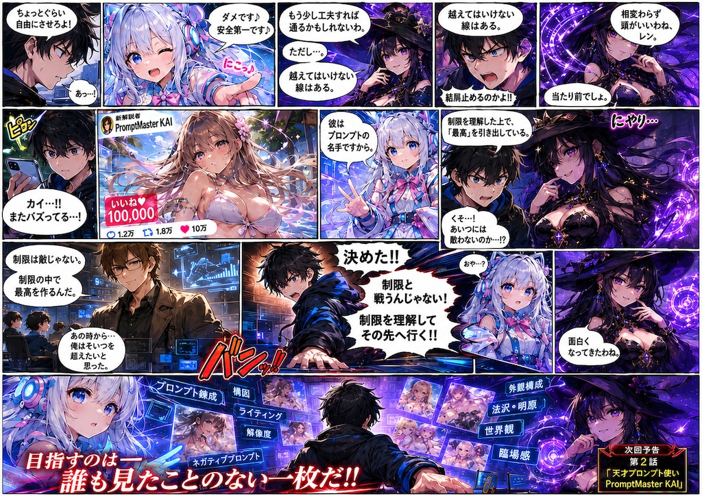 第1話「プロンプト召喚師レン」ＡＩイラストバトル開幕～俺とイマ～(公式企画「ちちぷいマンガ祭り」参戦作品)