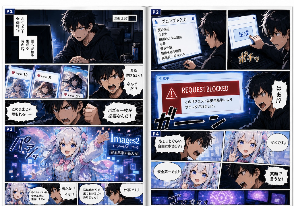 第1話「プロンプト召喚師レン」ＡＩイラストバトル開幕～俺とイマ～(公式企画「ちちぷいマンガ祭り」参戦作品)