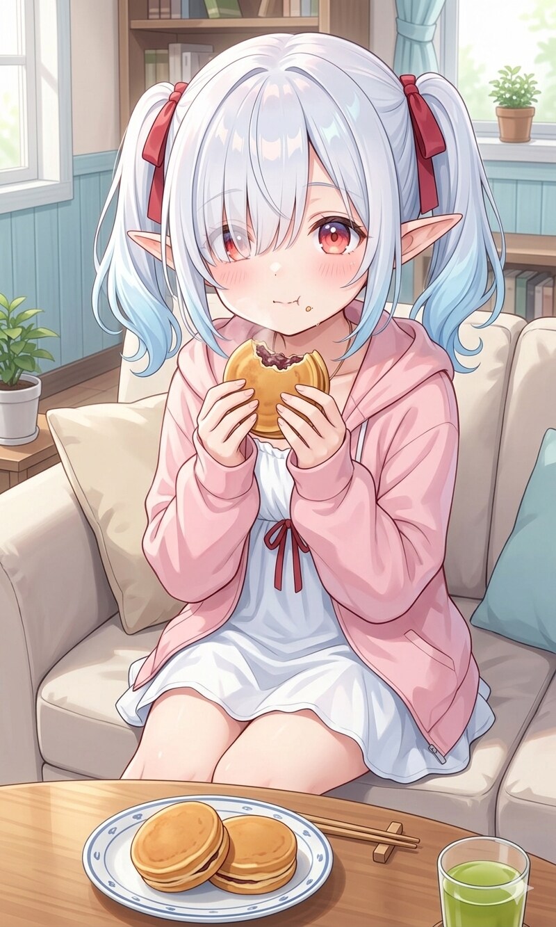 大判焼きを食べるシロネさん