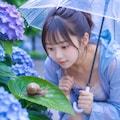 雨の庭の優しいひととき 2枚目