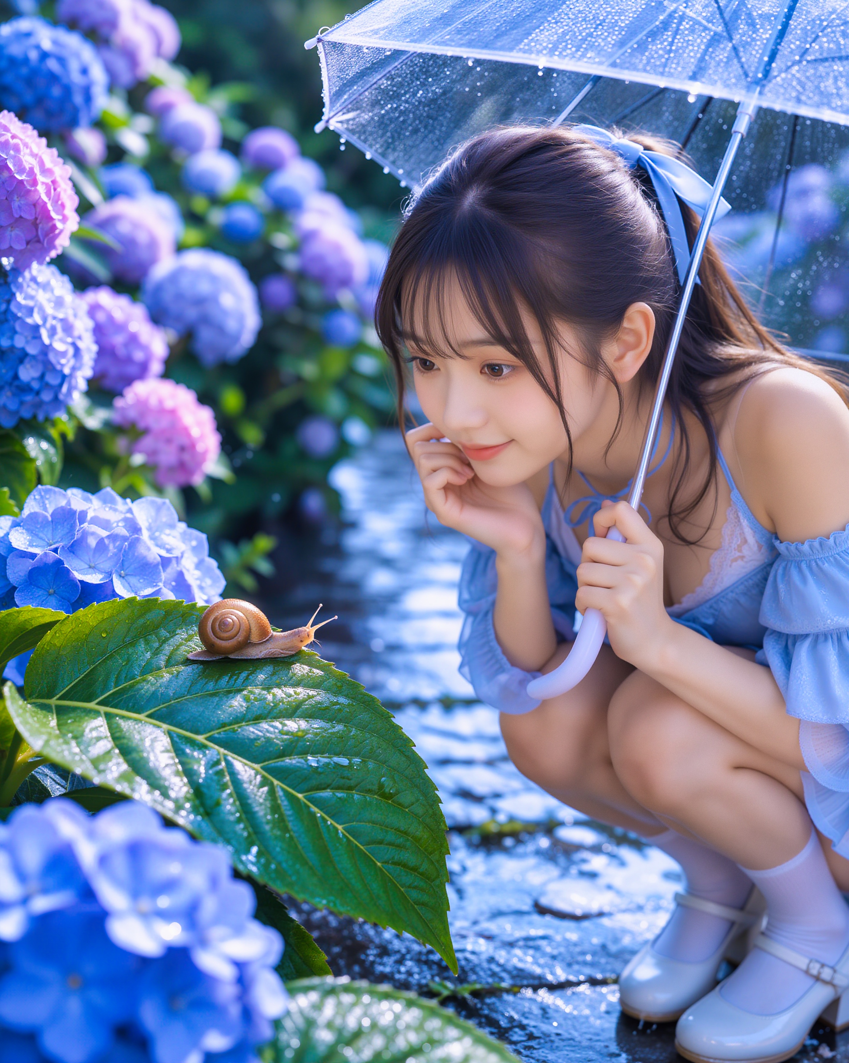 雨の庭の優しいひととき