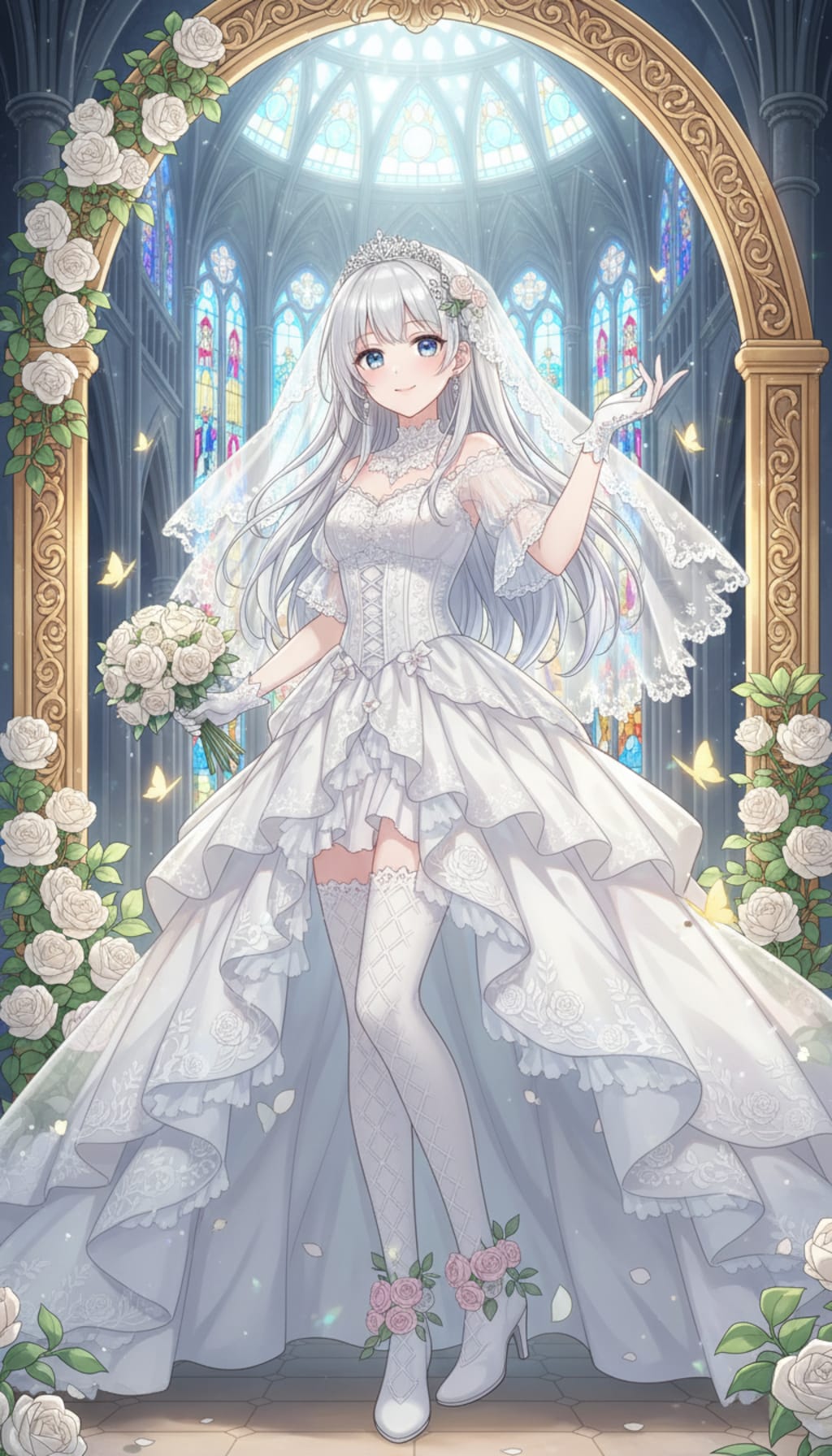 薔薇の門扉に舞う銀華