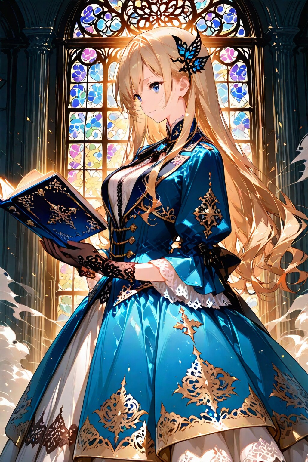 夏の図書室に差す光