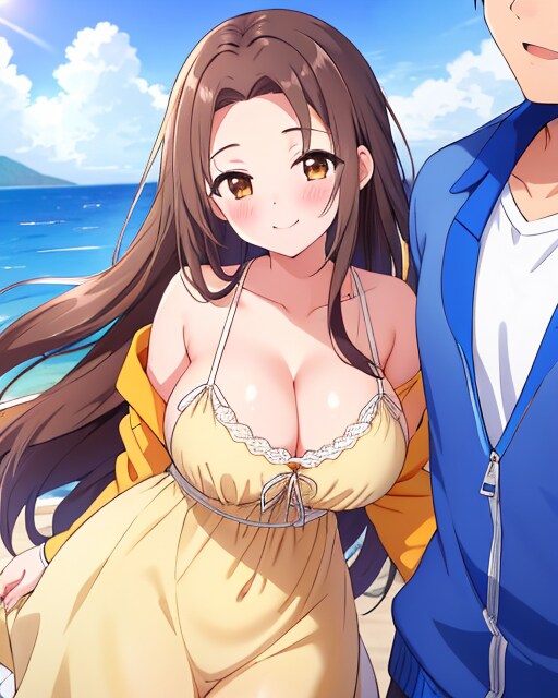 海辺の幸せカップル