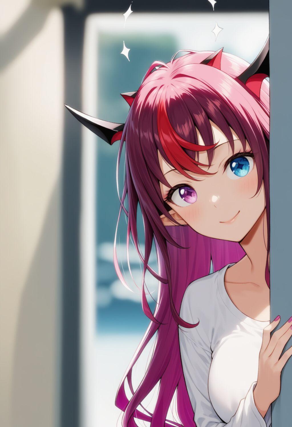 アイリスが物陰からジッと見つめているだけ