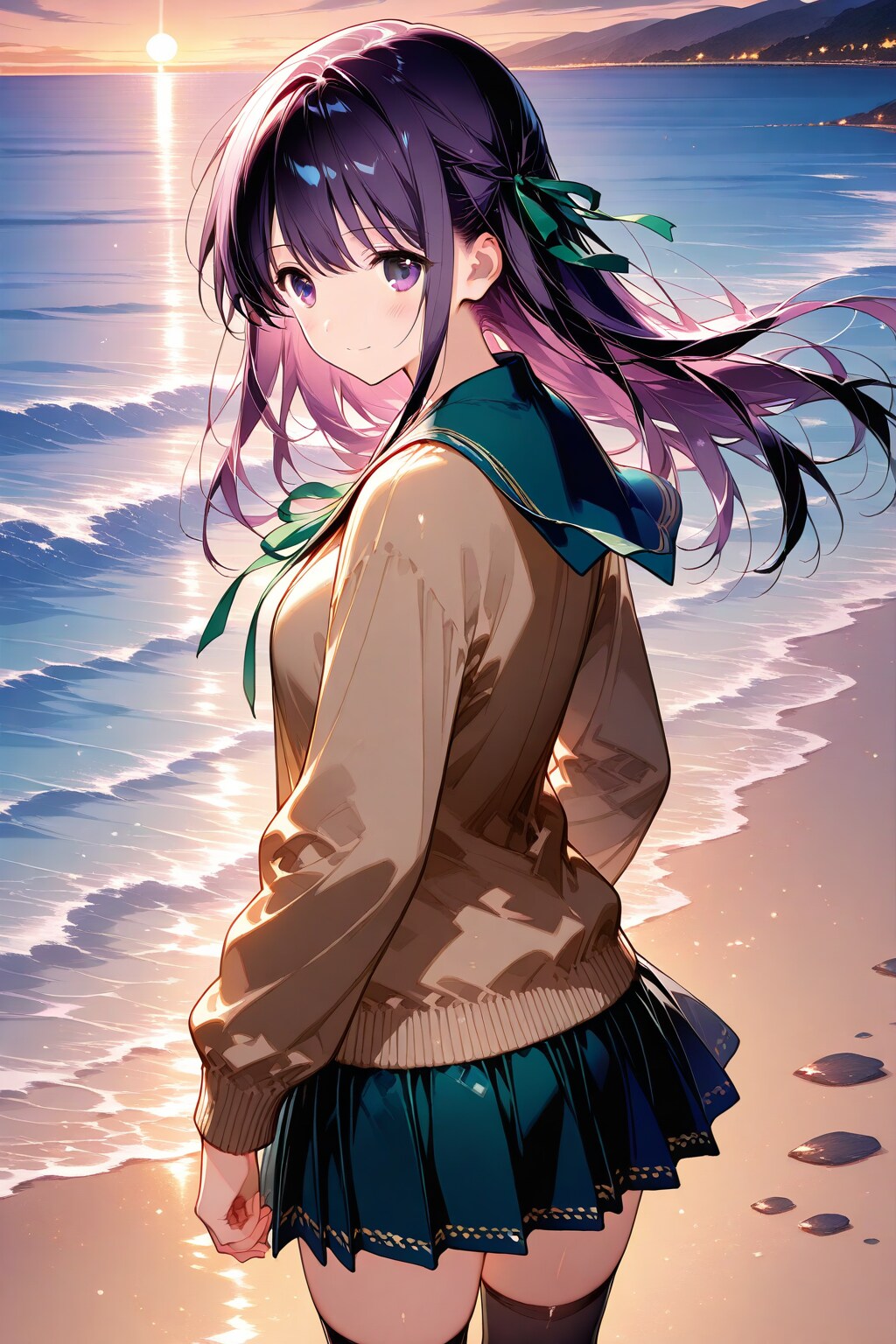 3745　波打ち際で | の人気AIイラスト・グラビア