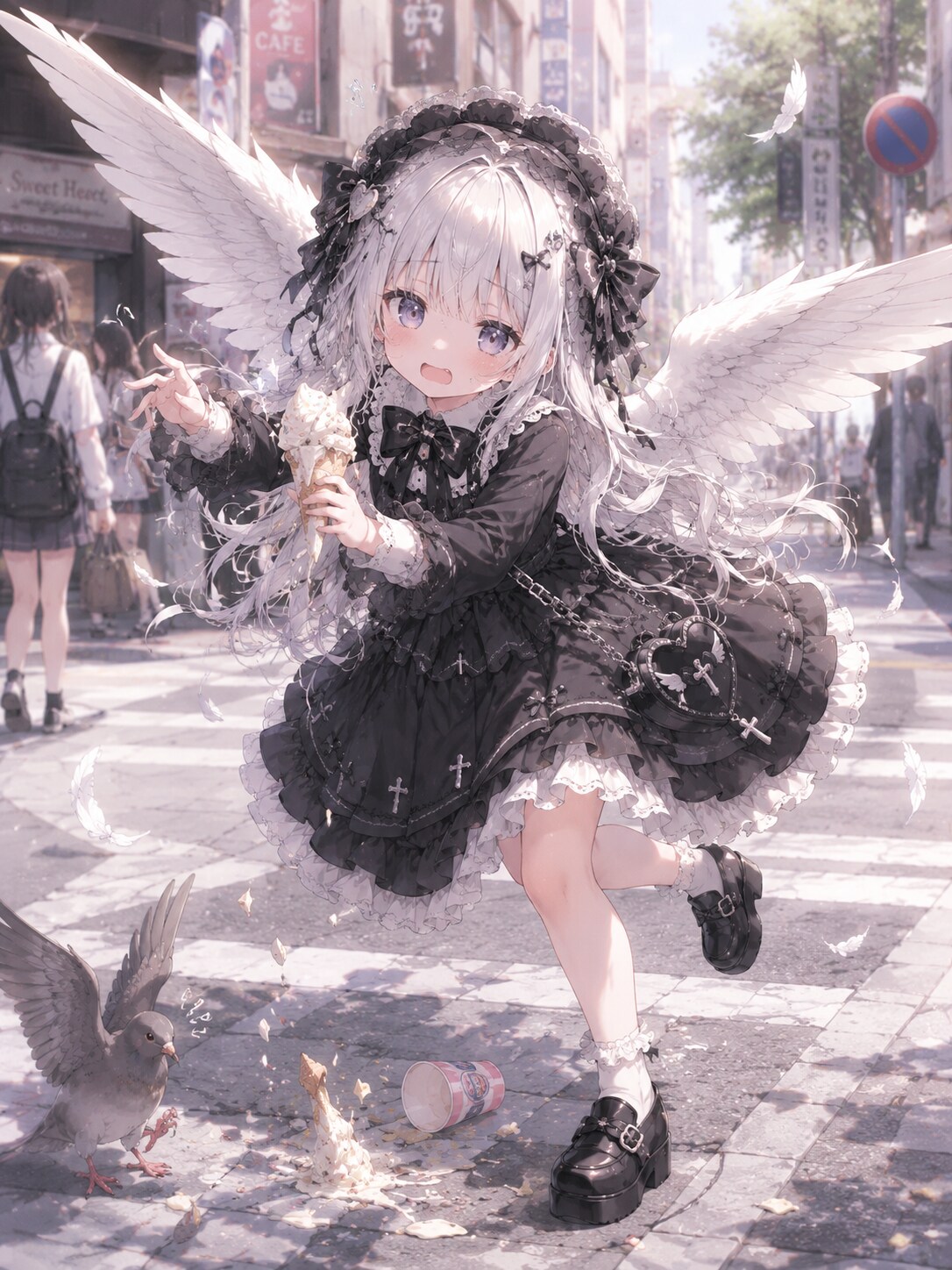 アイスクリームがこぼれた街角 | の人気AIイラスト・グラビア