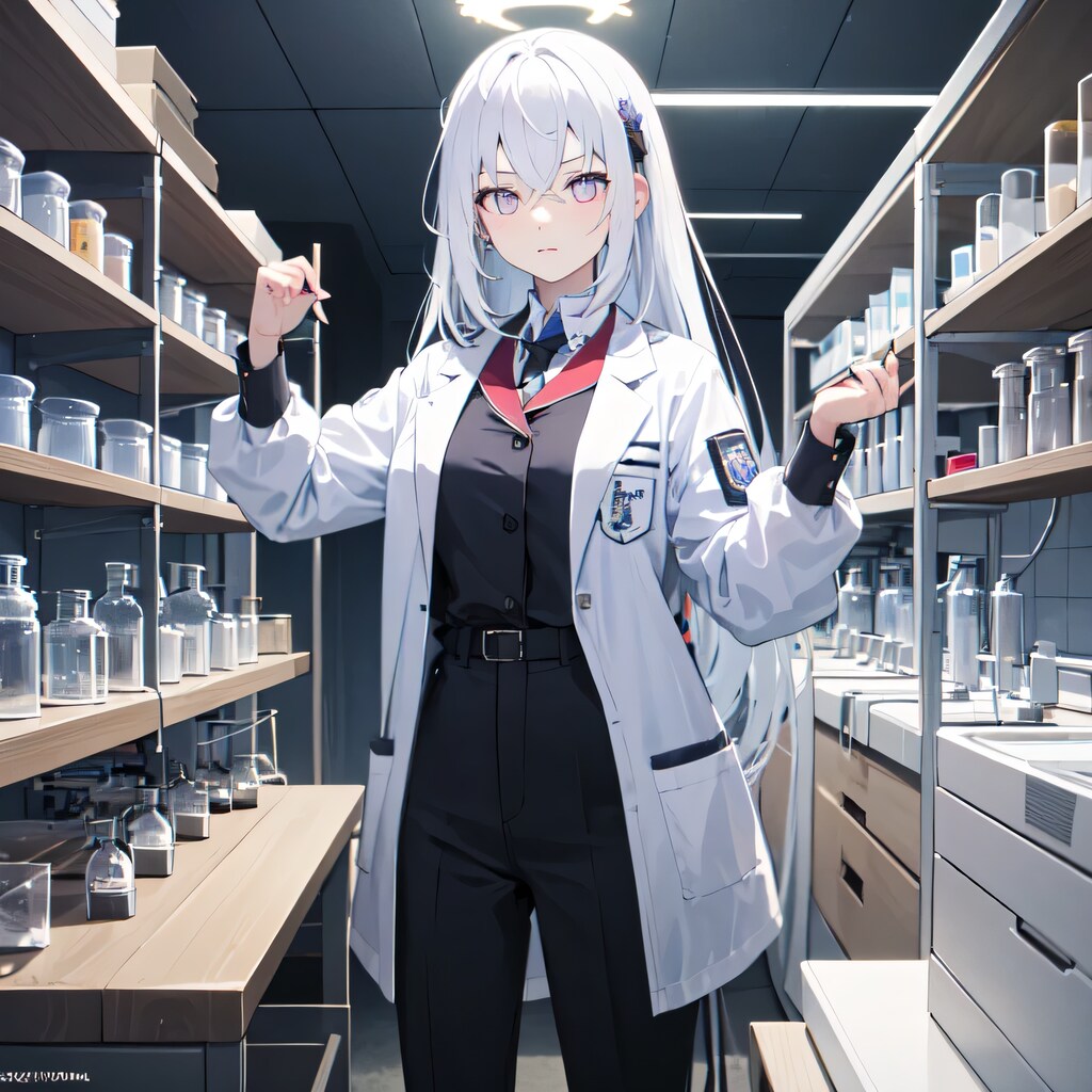 白髪ロングで白衣の少女１１