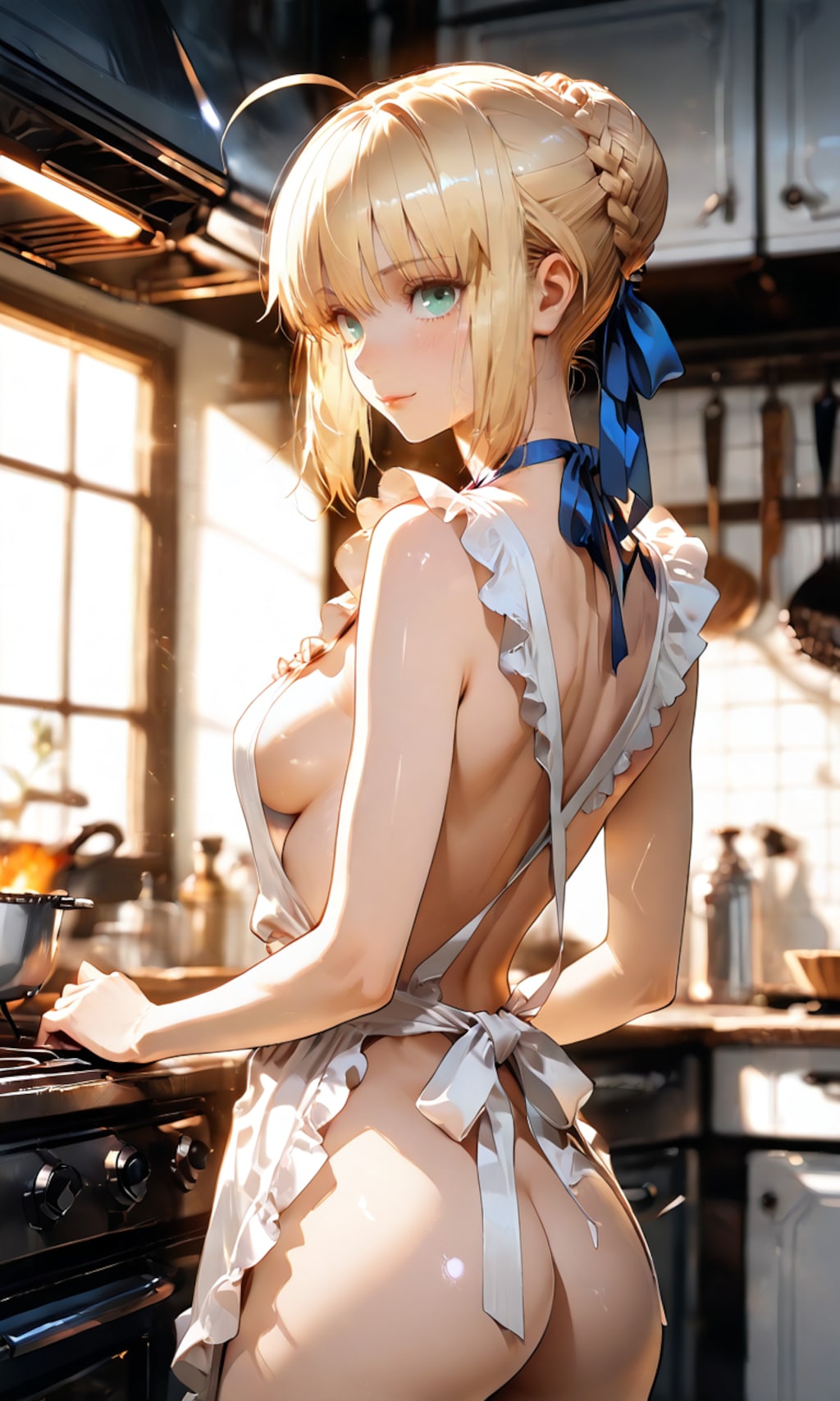 新妻セイバーさんの裸エプロン