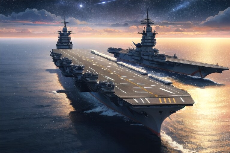 空母と星空