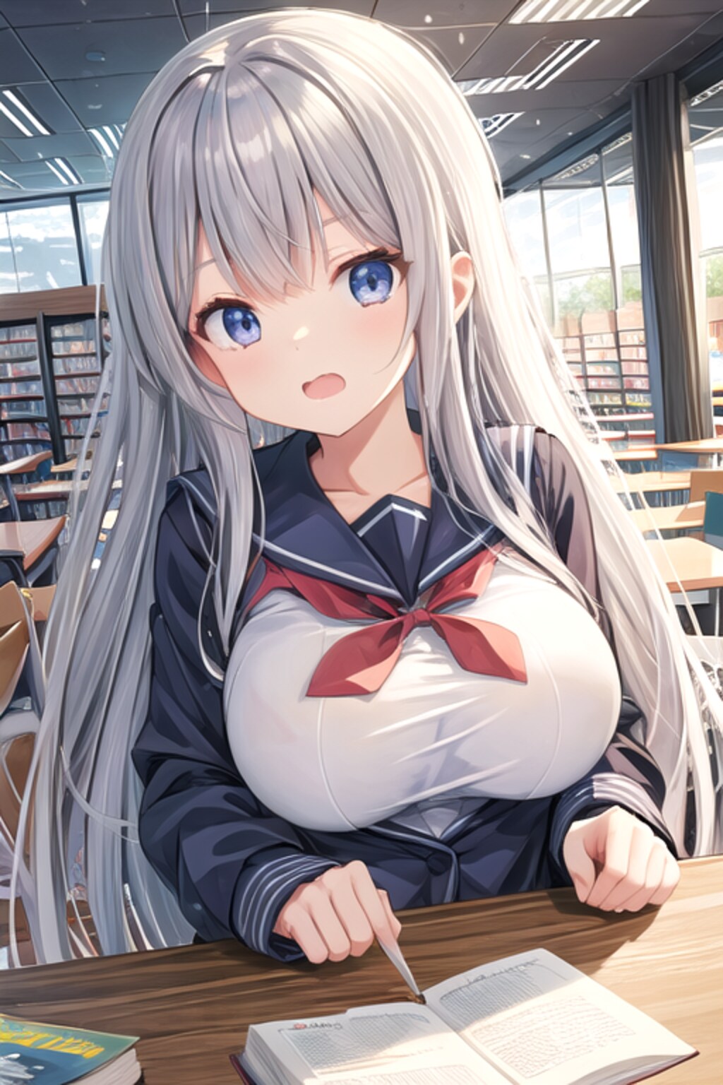 図書室で一緒に勉強