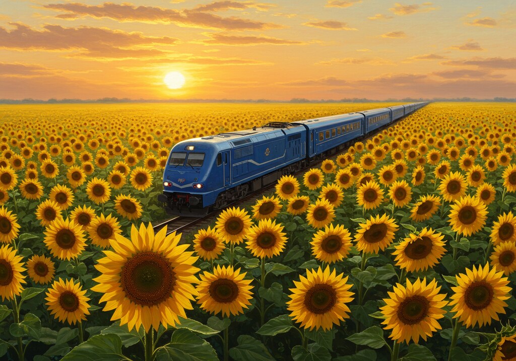 ヒマワリのある風景33・ブルートレイン