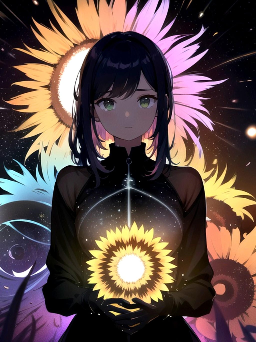 黒髪ちゃんとひまわり