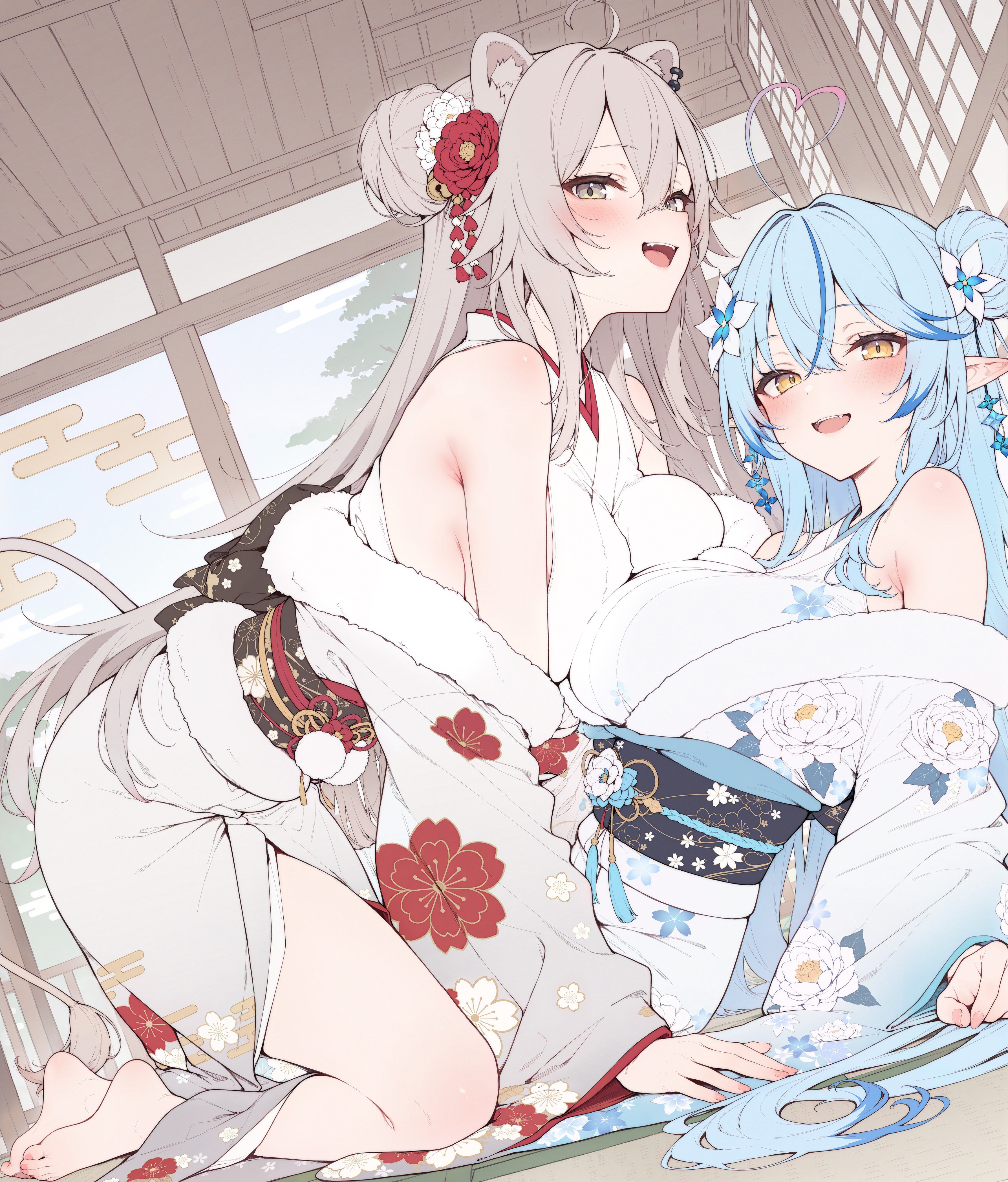 新年獅白ぼたん、雪花ラミィ。