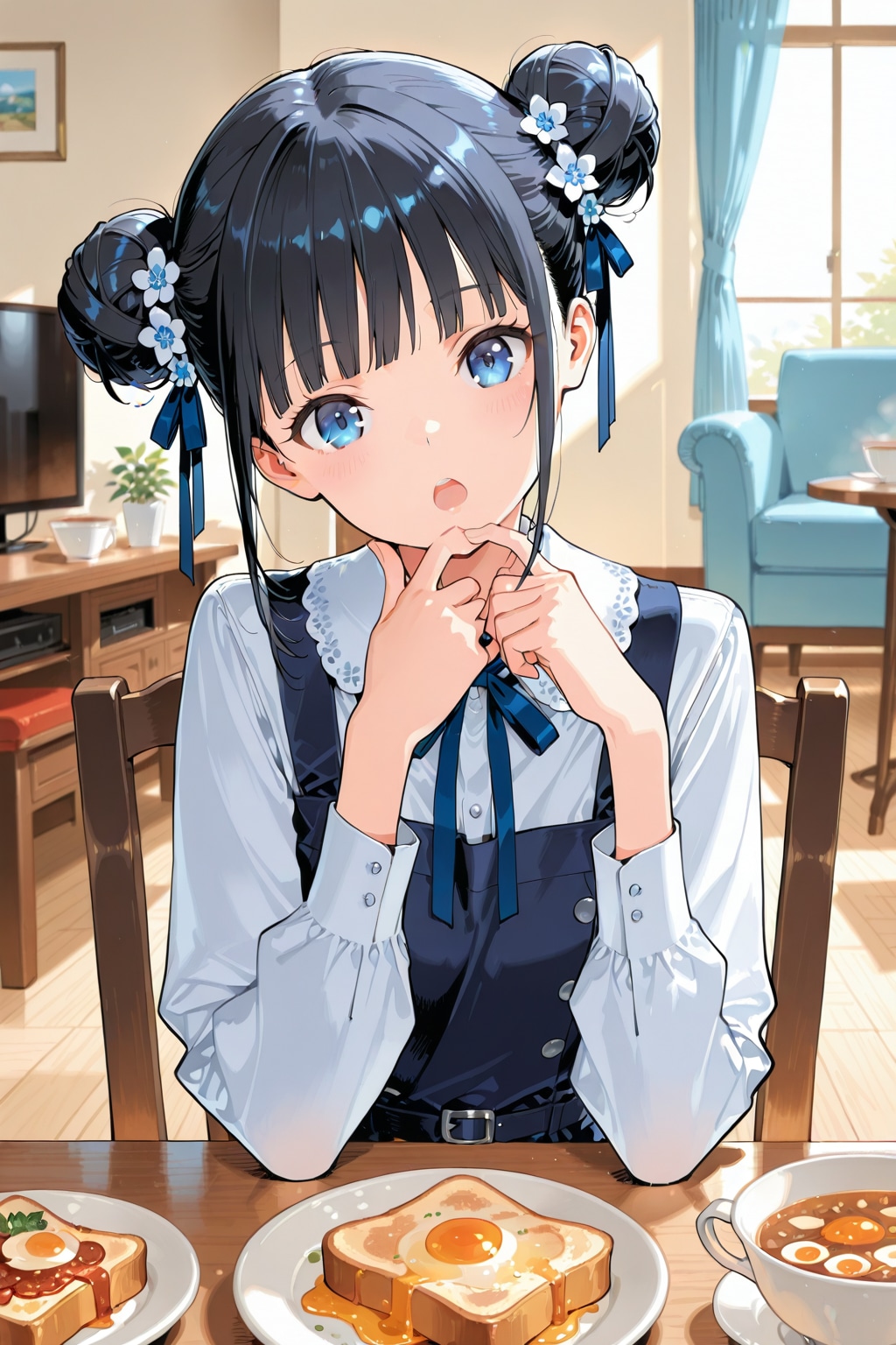 おだんごちゃん🍡✨と朝ごはん🍚✨　3/4 | の人気AIイラスト・グラビア