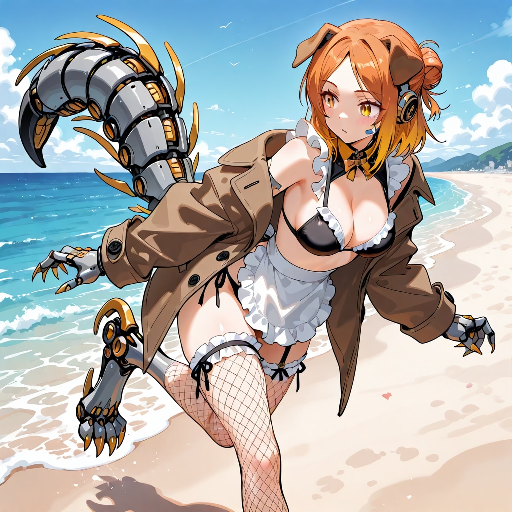 メイドサイボーグたちと海に来た