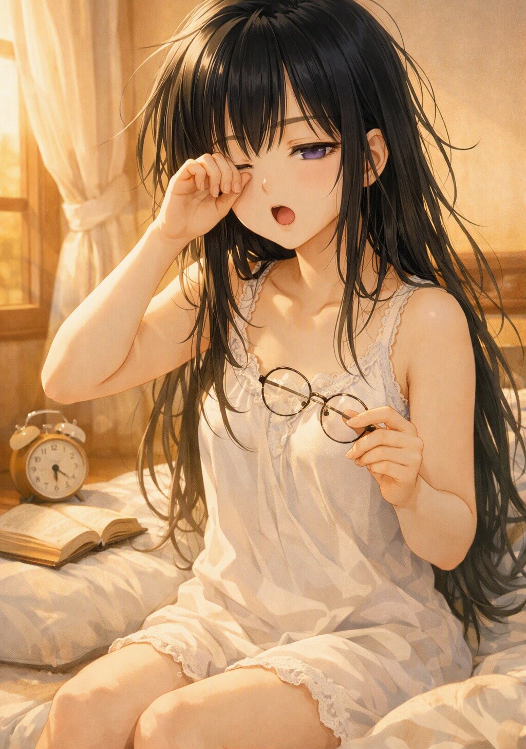 まだ眠たい黒髪メガネ（ノゾミ） | の人気AIイラスト・グラビア