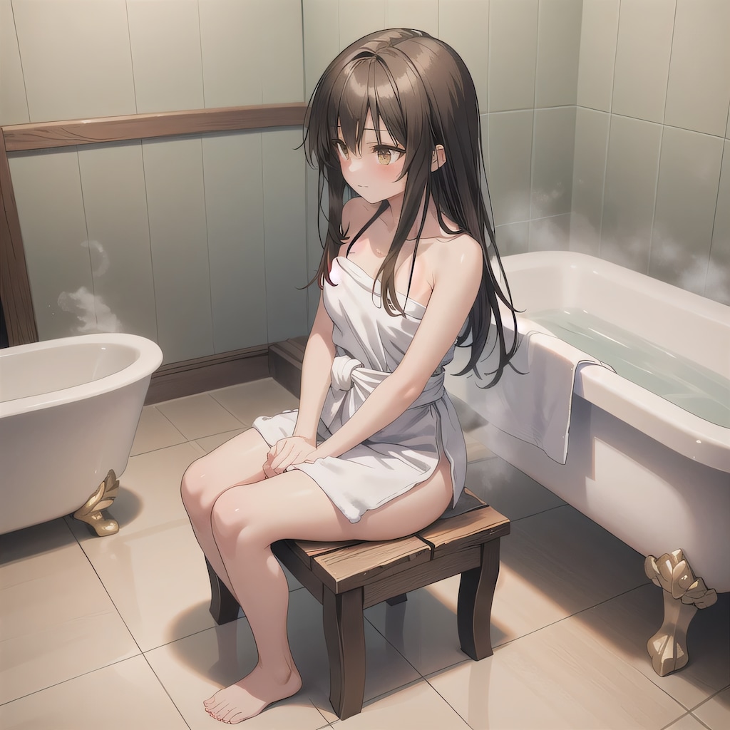 黒髪ロングでお風呂の少女２０