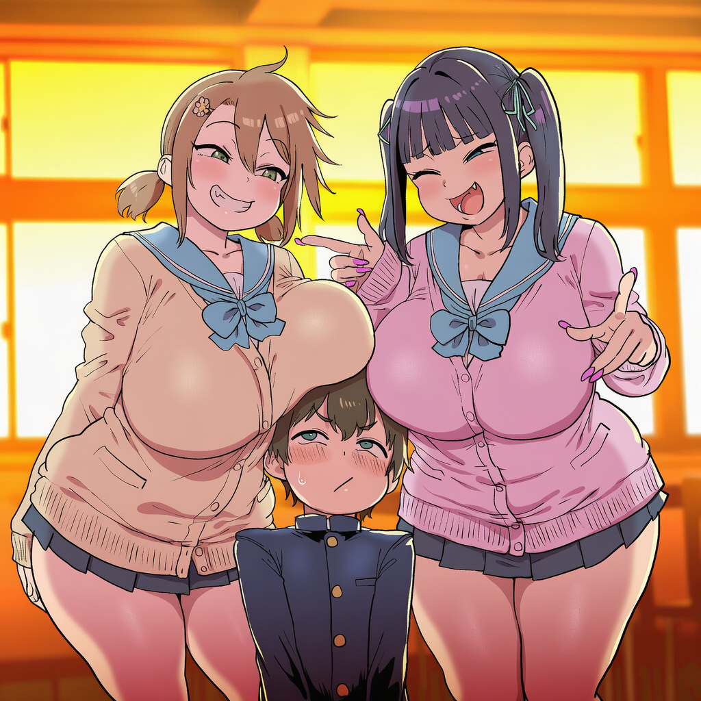 2人の女の子にいじめられる