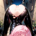 qilinでピンク髪ボディスーツ 3枚目