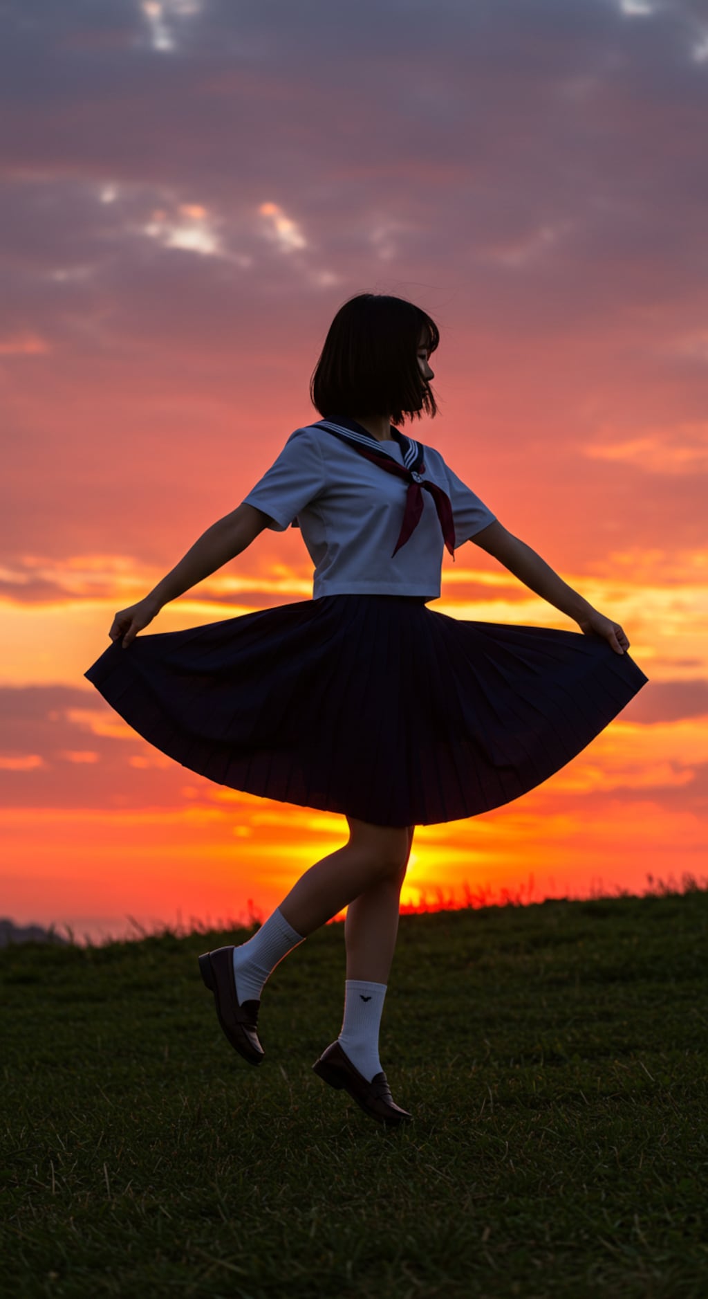 舞う　秋の夕陽