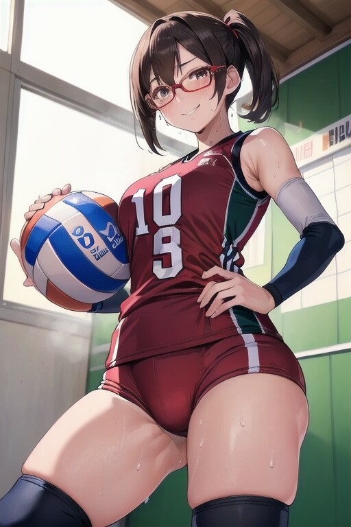 ドヤ顔メガネバレー女子