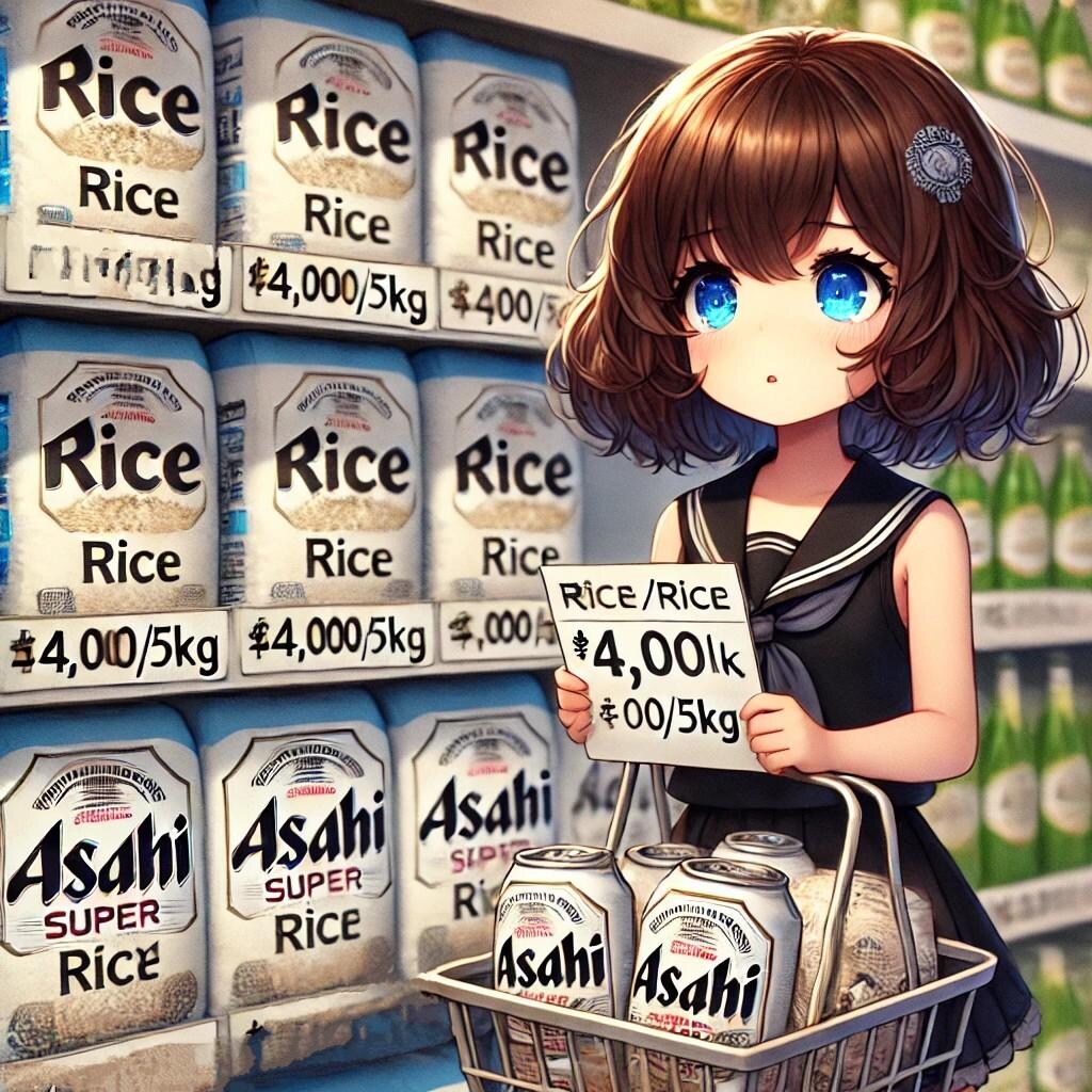 お米の高さに嘆く小さな女の子