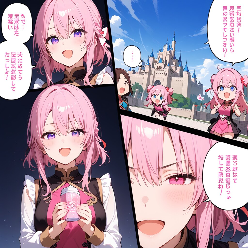 城とピンク髪ちゃん