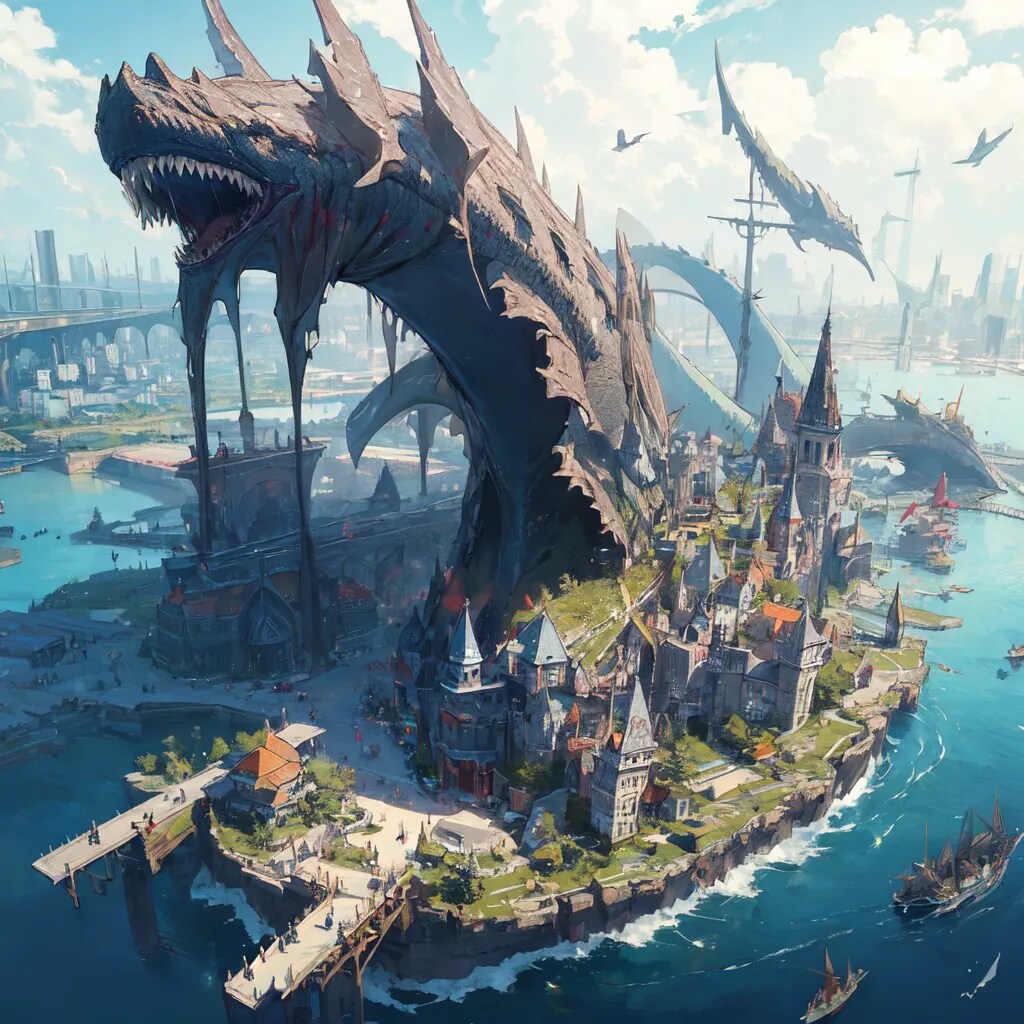 海洋生物と同化する都市