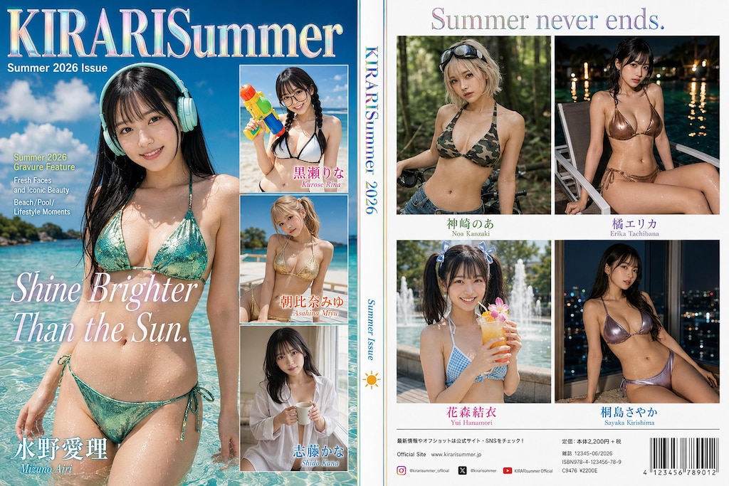【公式企画・#GPTimages2.0】GPTimages2.0で水着を作る004「グラビア雑誌表紙・裏表紙②」