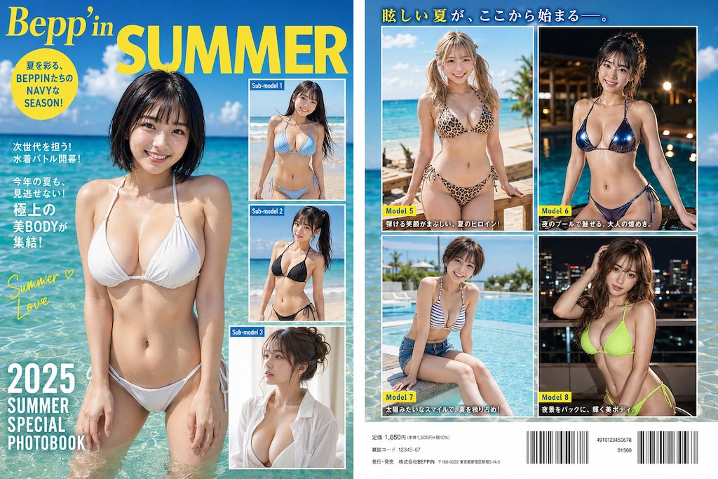 【公式企画・#GPTimages2.0】GPTimages2.0で水着を作る004「グラビア雑誌表紙・裏表紙②」