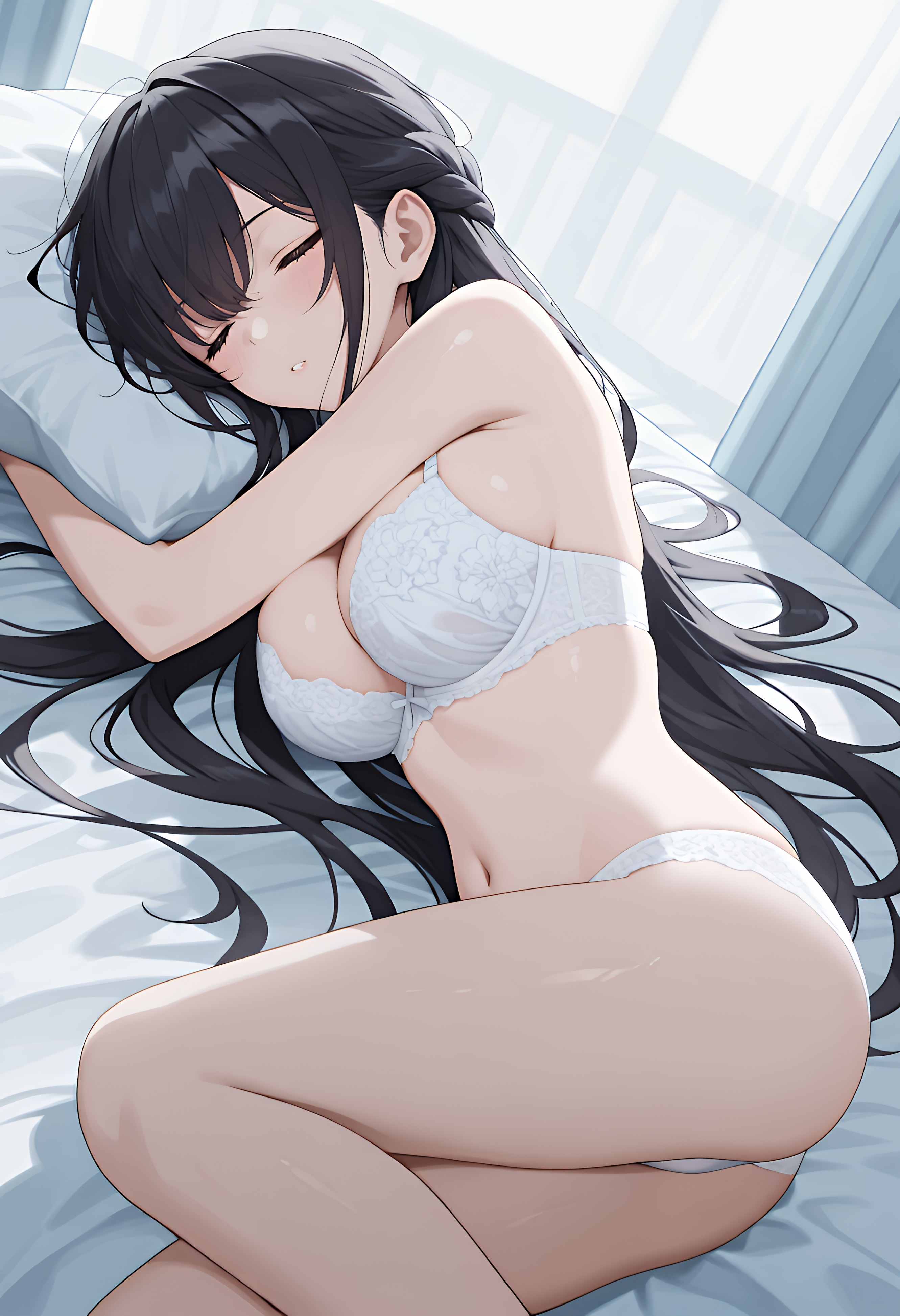 目を閉じて横たわる