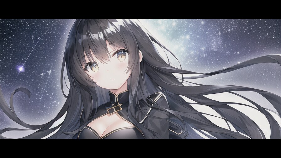 星空と黒髪の女の子 その2