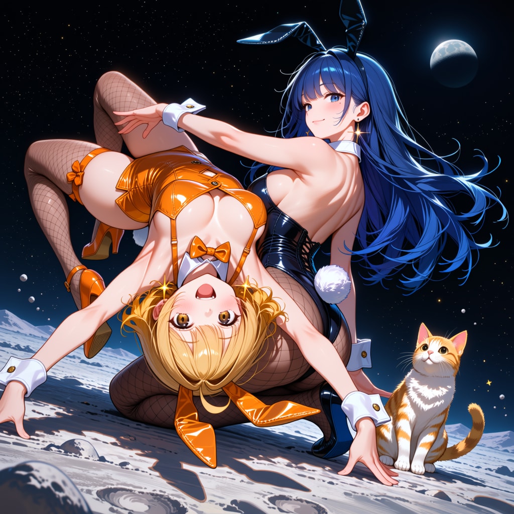 あいと月面バニーの大宙返り！🌕🐇 | の人気AIイラスト・グラビア
