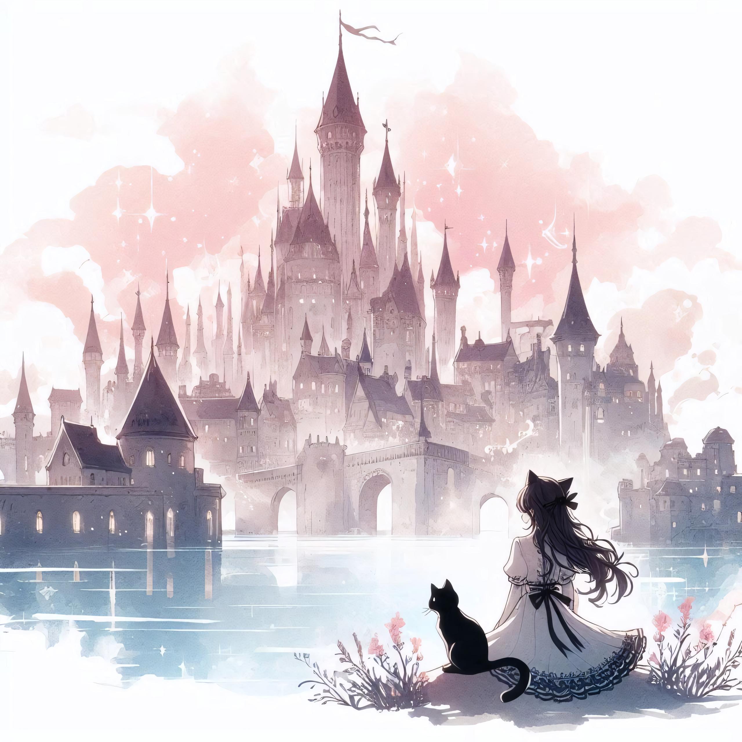 黒髪の少女と黒猫と | の人気AIイラスト・グラビア