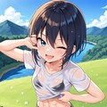 【今日の腹筋】暑いので川で水浴び 2枚目
