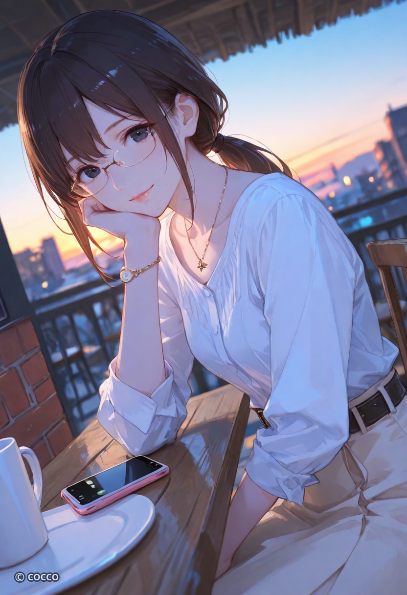 日が沈み、暑さの和らぎを感じる | の人気AIイラスト・グラビア