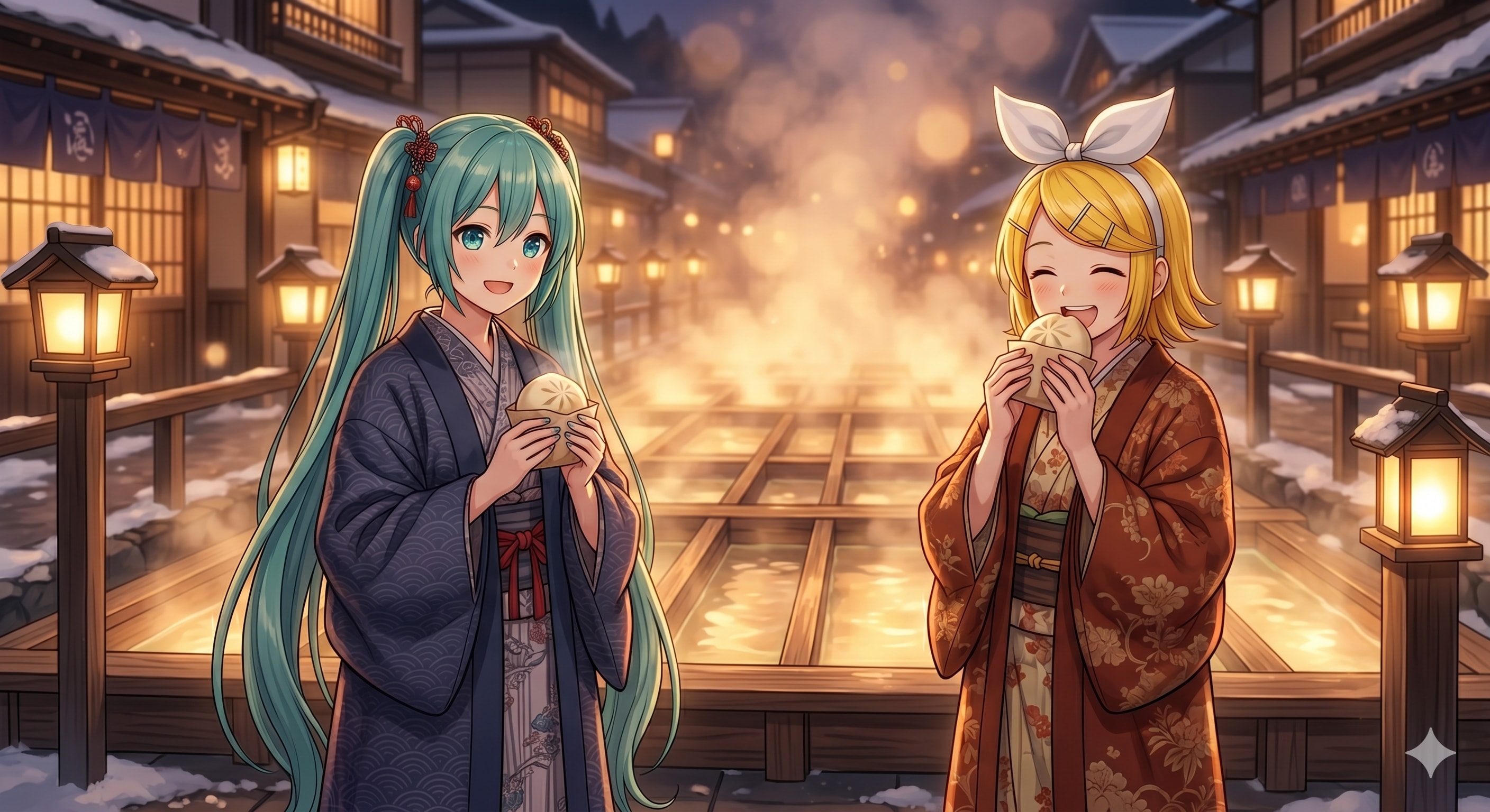 群馬旅行をするミクさんとリンさん | の人気AIイラスト・グラビア