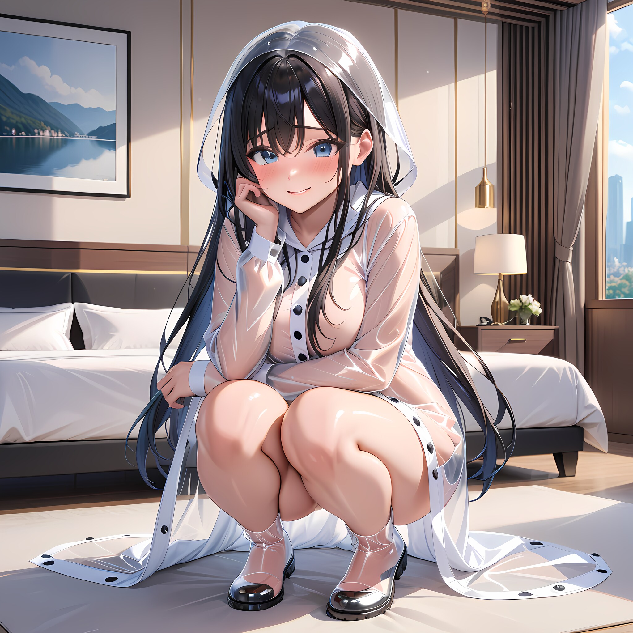 裸半透明レインコート